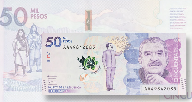 Банкноты и монеты с изображением Габриэля Гарсиа Маркеса
